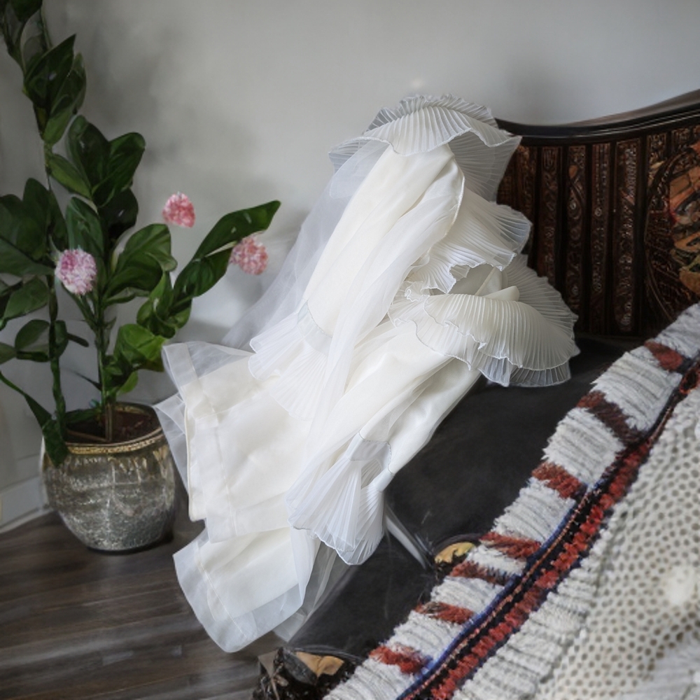 Elegant White Ruffled Blouse Topper
